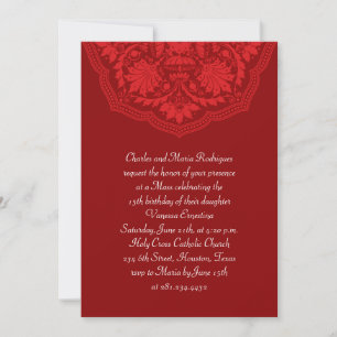Red Latin Pattern Quinceanera Invitations