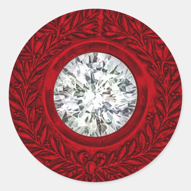 Red Laurel Wreath and Diamond Envelope Seal (Front)