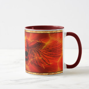 Red Lava Burst Winged Skull Mug