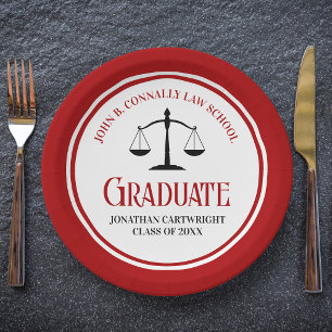 Red Law School Graduation Party Personalized Paper Plate