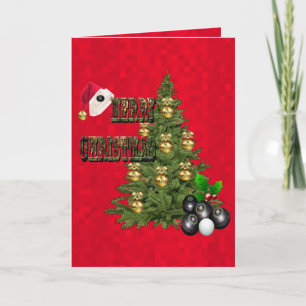 Red Lawn Bowls Christmas Tree Card