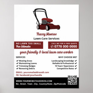 Red Lawn-Mower, Lawn Care Services Poster