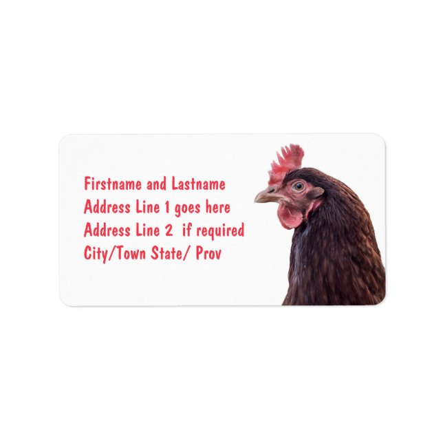 Red Layer Hen Tall Profile Photo Label (Front)
