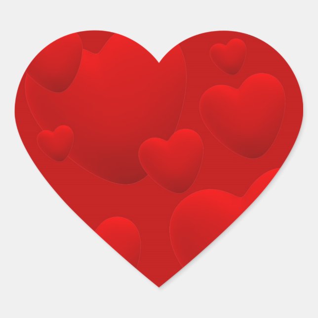 RED LAYERED 3D HEARTS LOVE MOTIVATIONAL SWEETHEART HEART STICKER (Front)