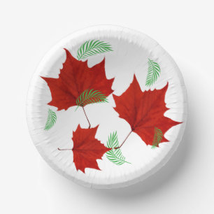Red leaf and Ferns Paper Plate