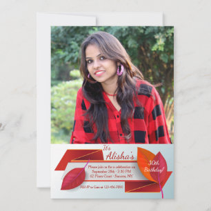 Red Leaf Banner Photo Invitation