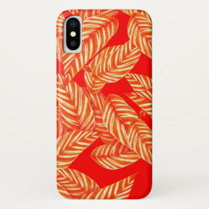 Red Leaf Botanical Print iPhone X Case
