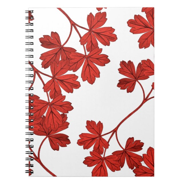 Red leaf columbine pattern  notebook (Front)
