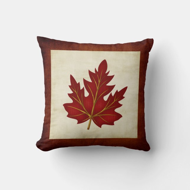 Red Leaf Fall Season Themed Pillow (Front)