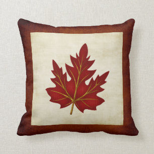 Red Leaf Fall Season Themed Pillow