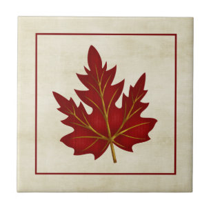 Red Leaf Fall Season Themed Tile