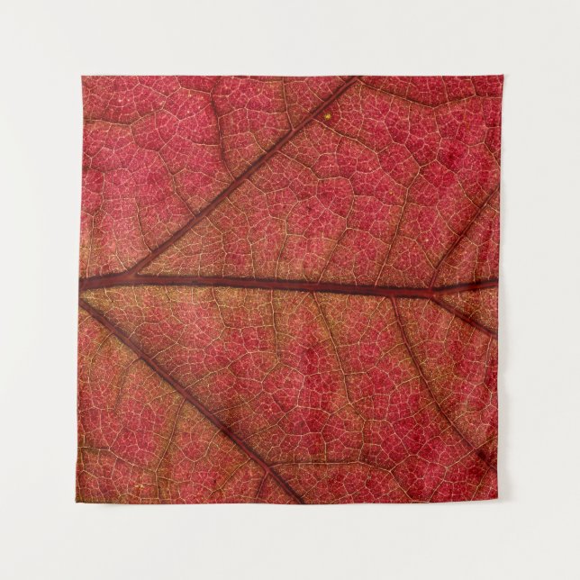 Red leaf in close up photography tapestry (Front)