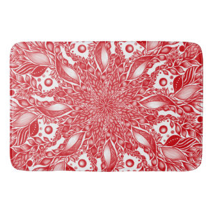 Red leaf mandala bath mat