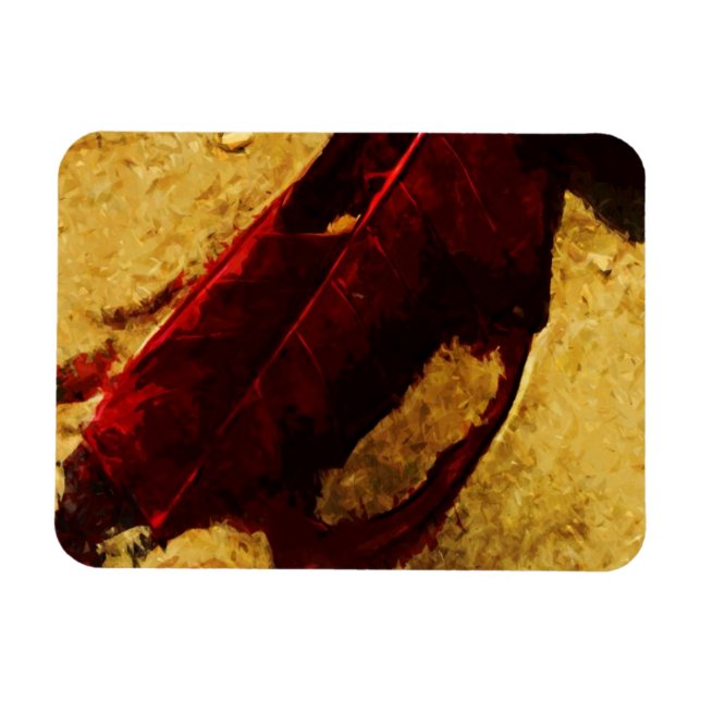 Red Leaf on Beach Abstract Impressionism Magnet (Horizontal)