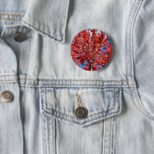 Red Leaf Tree In Fall 6 Cm Round Badge