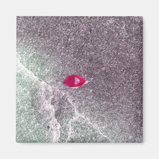 Red Leaf with Speckled Sand Magnet