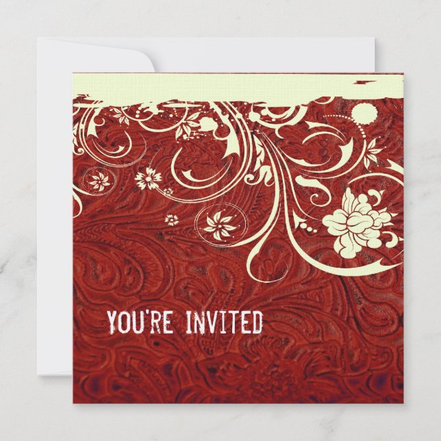 Red Leather and Lace Invitation (Front)