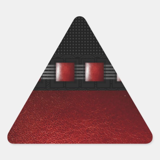 Red Leather Black Texture Triangle Sticker (Front)