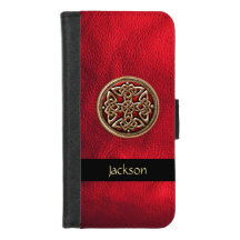 Red Leather Celtic Knot Wallet Case