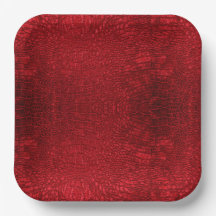 Red Leather Design Fancy Paper Plates