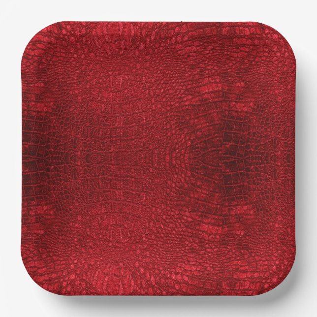 Red Leather Design Fancy Paper Plates (Front)