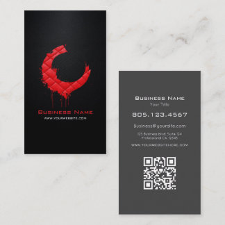 Red Leather Diamond Stitch • Custom Editable Black Business Card