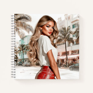 Red Leather Glam Girl Spiral Notebook