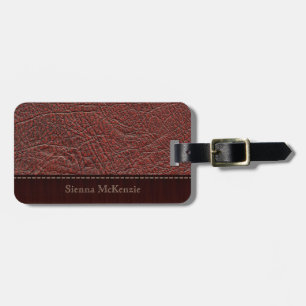 Red Leather Look Luggage Tag