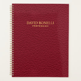 Red Leather Masculine Personalised Elegant Planner