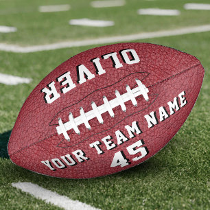 Red Leather Print Player Name Team Number American Football