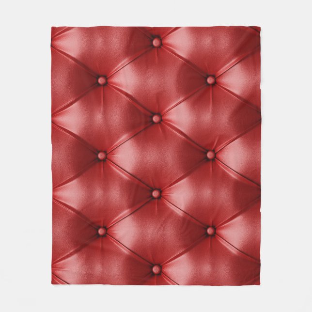 Red Leather: Seamless Texture Elegance Fleece Blanket (Front)
