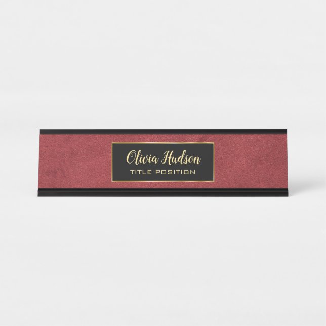 Red Leather Texture Desk Name Plate (Front)