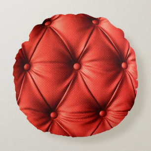 Red leather, texture round cushion
