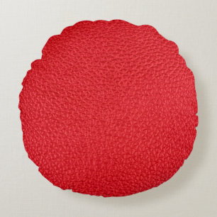 Red leather texture round cushion