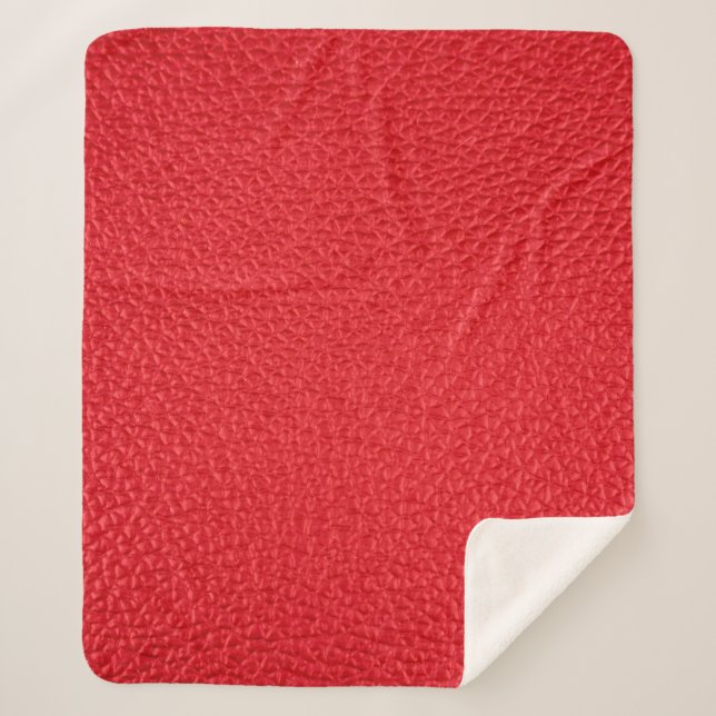 Red leather texture sherpa blanket (Front)