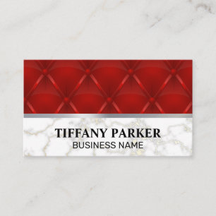 Red Leather Upholster   Marble Metallic Trim Business Card