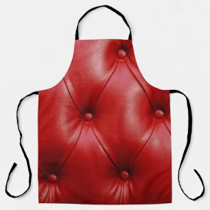 Red Leather: Upholstery Pattern Elegance. Apron