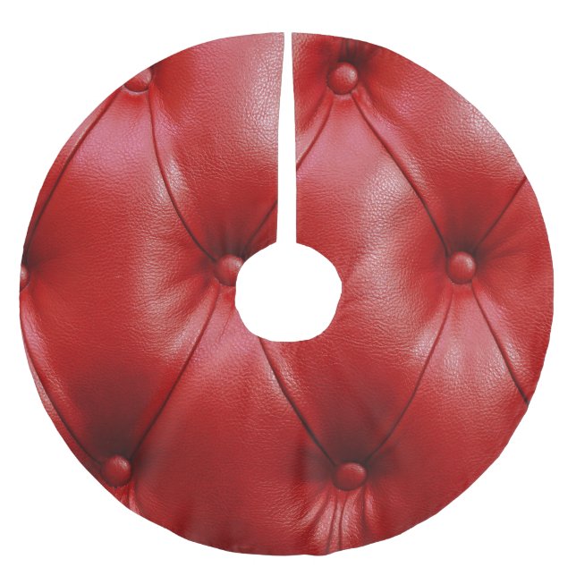 Red Leather: Upholstery Pattern Elegance. Brushed Polyester Tree Skirt (Front)
