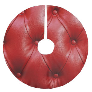 Red Leather: Upholstery Pattern Elegance. Brushed Polyester Tree Skirt