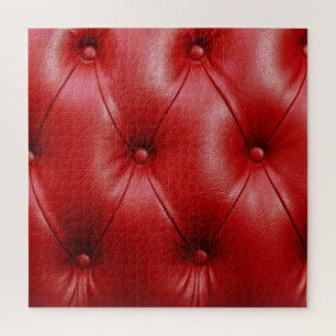 Red Leather: Upholstery Pattern Elegance. Jigsaw Puzzle
