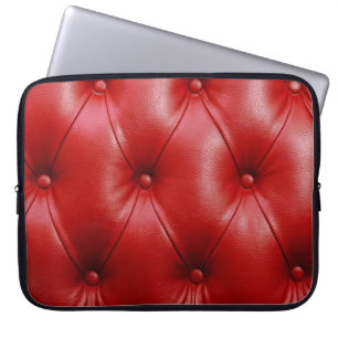 Red Leather: Upholstery Pattern Elegance. Laptop Sleeve