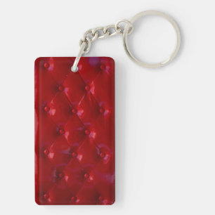 Red Leather Upholstery texture pattern elegant Key Ring