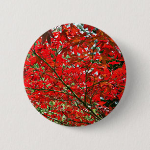 Red leaves 6 cm round badge
