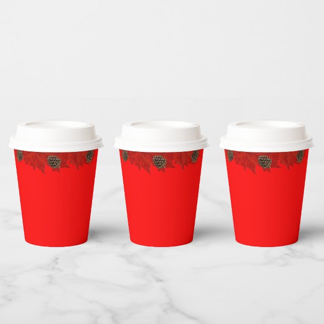 Red Leaves and Pinecones Paper Cups (Multi)