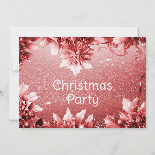 Red Leaves Christmas Party Holiday Invitation