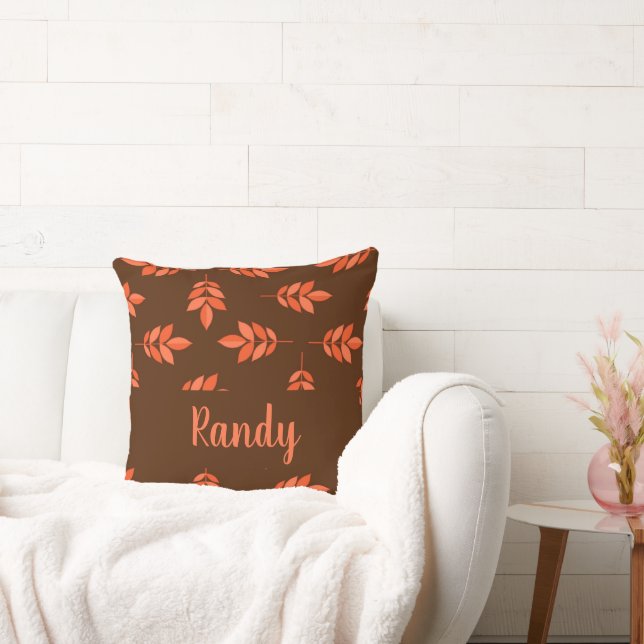 Red leaves custom name brown cushion (Couch)
