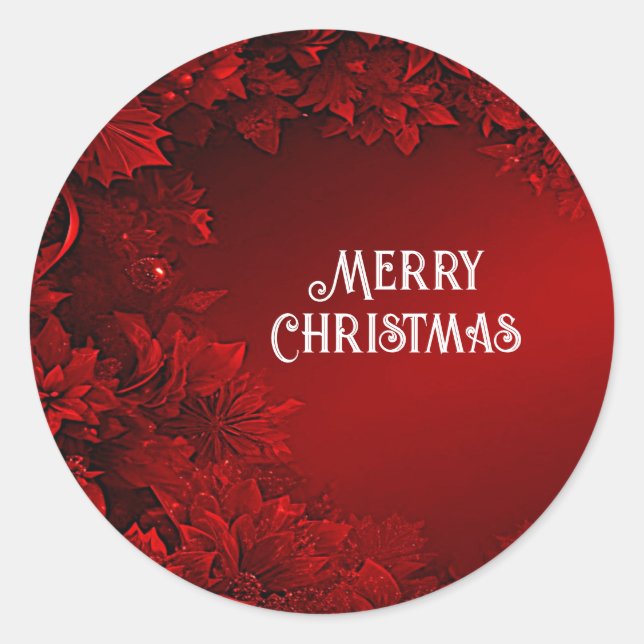 Red Leaves Floral Christmas Sticker (Front)