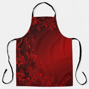 Red Leaves Floral Holiday Apron