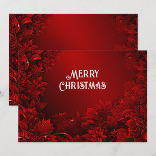 Red Leaves Floral Holiday Christmas Card