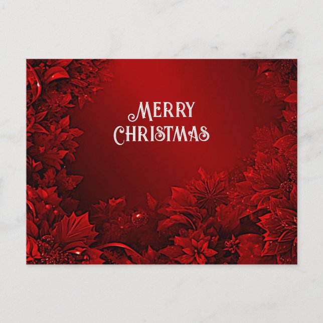 Red Leaves Floral Holiday Christmas Postcard (Front)
